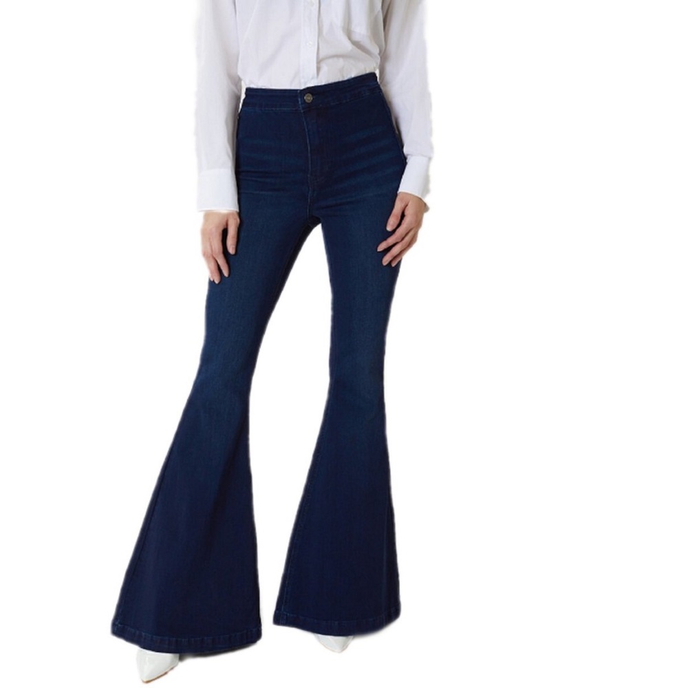 KanCan Jainey High Rise Flare  Bright Indigo Stretch Denim Jeans